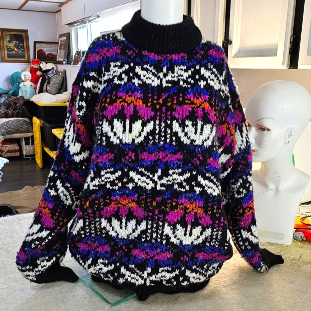 COPY - Colorful Knit Women's Sweater Vintage 1980s